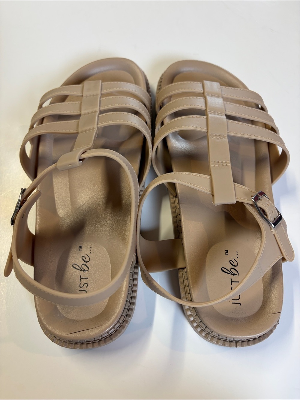 Just Be Nude Strappy Sandals Ankle Strap Comfort Flat Casual Size 10 - Picture 4 of 7